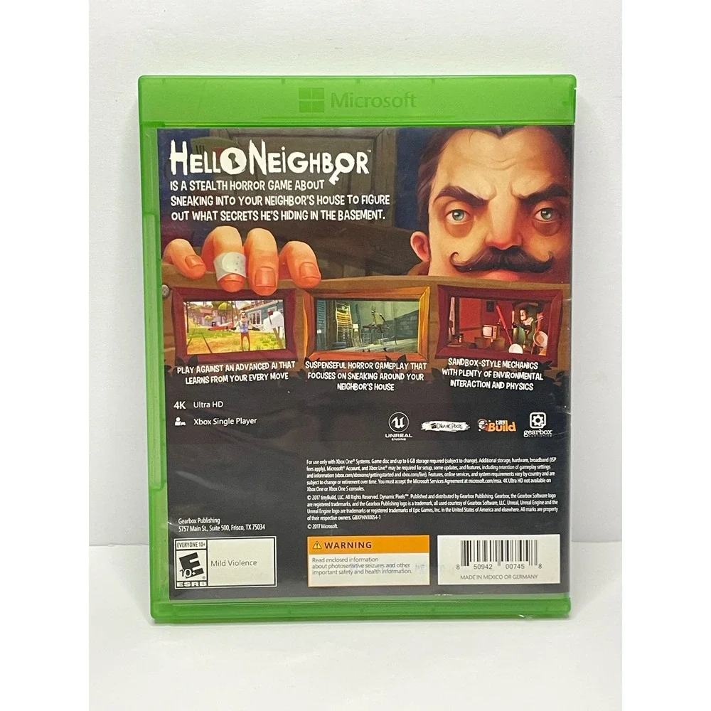 Hello Neighbor Xbox One Stealth Horror Game Gearbox tinyBuild 4K Ultra HD E10+